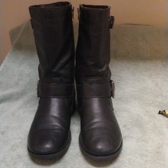 Women's tall black Biker boots size 8 - Picture 10 of 12